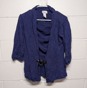 Soft Surroundings Linen Cotton Blend Purple Cardigan Lace Sleeve Womens XL